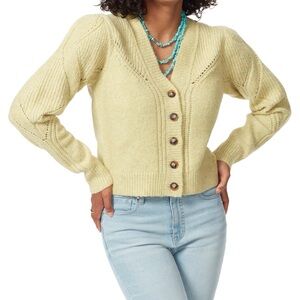 Sam Edelmen Women's Julietta Puff-sleeve Cardigan In Olive Oil
